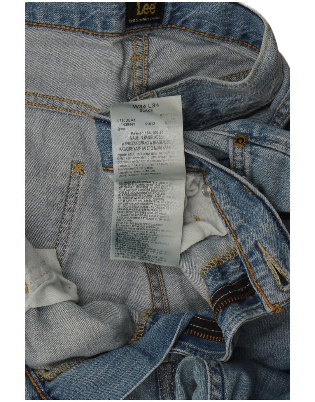 Jeans dritti Lee Blake da uomo W34 L34 cotone blu