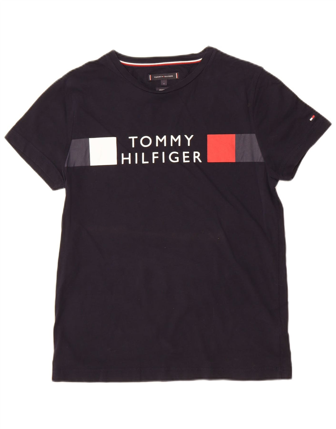 T-shirt grafica da uomo Tommy Hilfiger Top piccola in cotone nero
