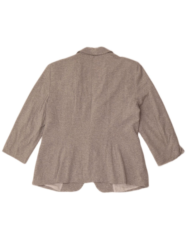 Giacca blazer da donna con maniche a 3/4 bottoni e 1 bottone Zara UK 18 XL cotone screziato grigio