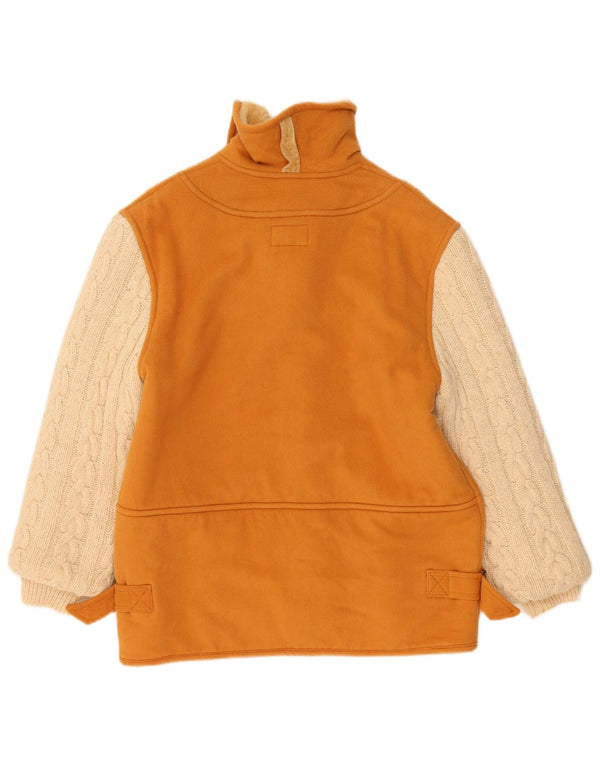 Giacca Sherpa grafica da donna vintage UK 16 Large Beige Colourblock acrilico