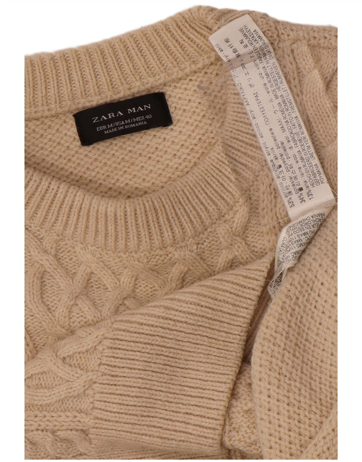 ZARA Maglione Girocollo da Uomo in Acrilico Beige Medio