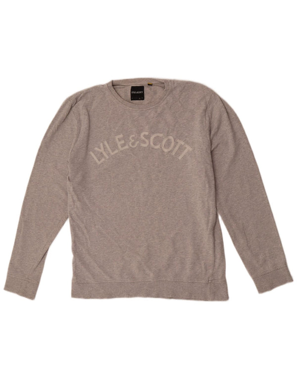Lyle & Scott Felpa grafica da uomo Maglione XL Cotone chiazzato grigio