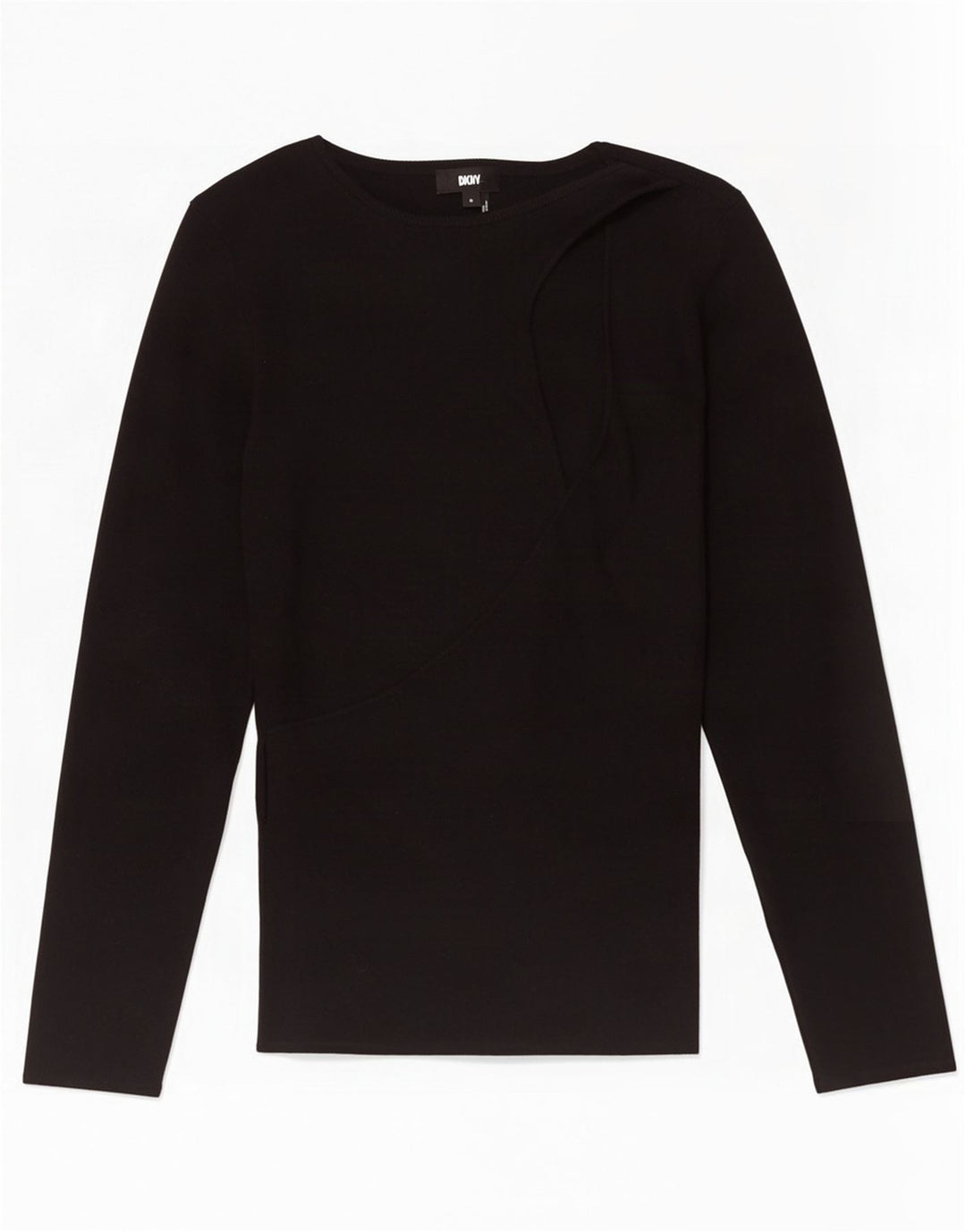 Maglione maglione con scollo a barca da donna Dkny UK 12 cotone nero medio