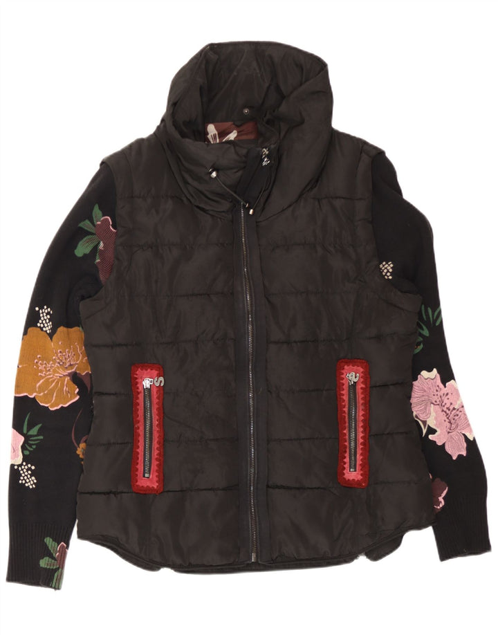 Giacca imbottita da donna Desigual EU 40 cotone floreale nero medio