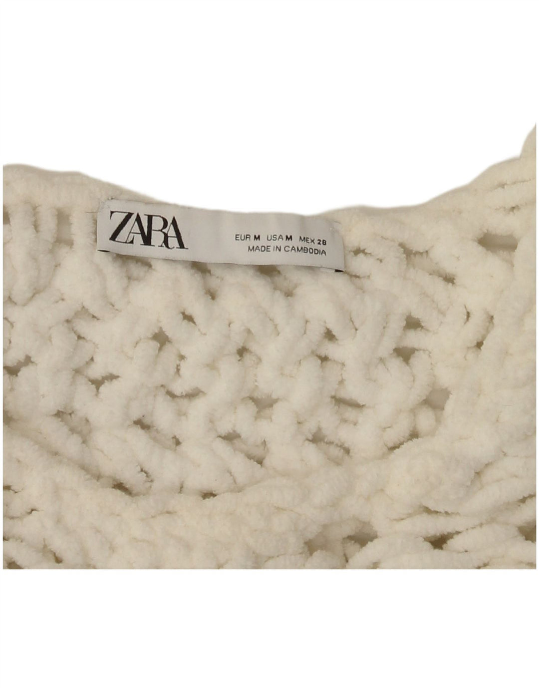 Maglione corto girocollo oversize da donna Zara UK 14 bianco medio