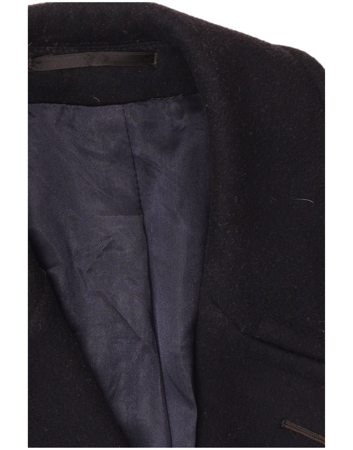 Cappotto doppiopetto vintage da uomo UK 40 grande blu navy