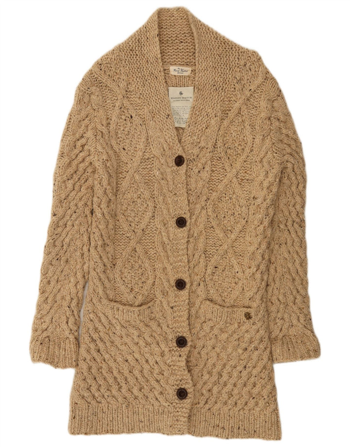 MAISON SCOTCH Maglione cardigan lavorato a mano da donna US 4 Small Beige