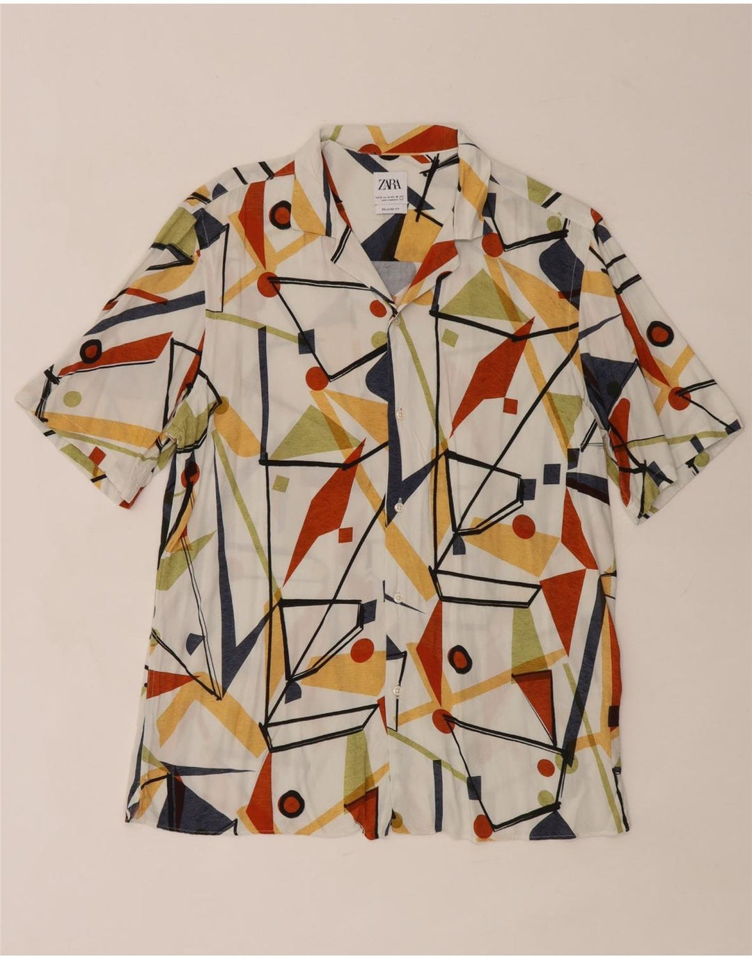 Camicia Zara da uomo a maniche corte vestibilità rilassata media multicolore geometrica