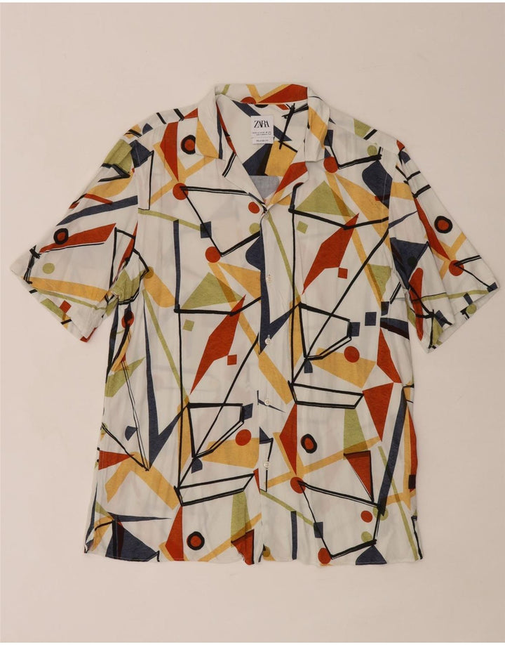 Camicia Zara da uomo a maniche corte vestibilità rilassata media multicolore geometrica
