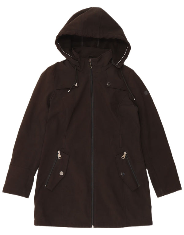 Trench con cappuccio da donna Dkny UK 10 piccolo poliestere nero