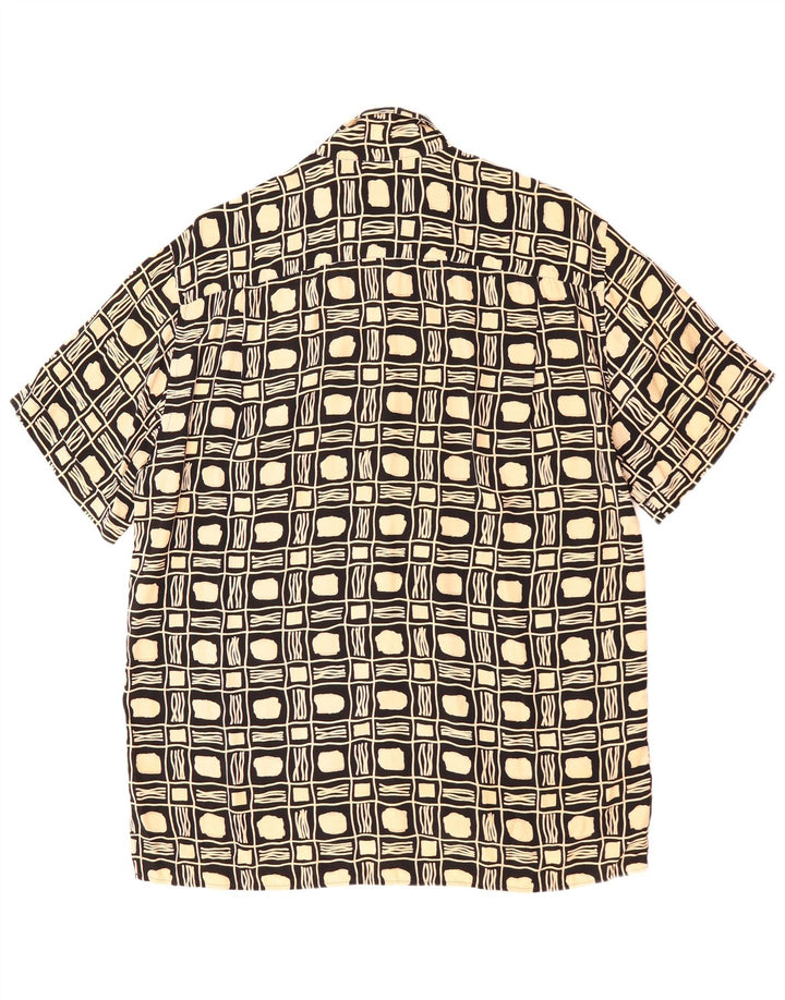Camicia vintage da uomo a maniche corte grande nera geometrica