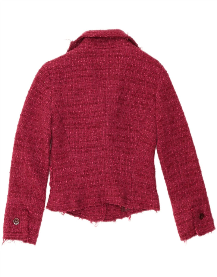 ZARA Womens Crop 1 Button Blazer Jacket UK 8 Small Pink Flecked Wool Vintage Zara and Second-Hand Zara from Messina Hembry 