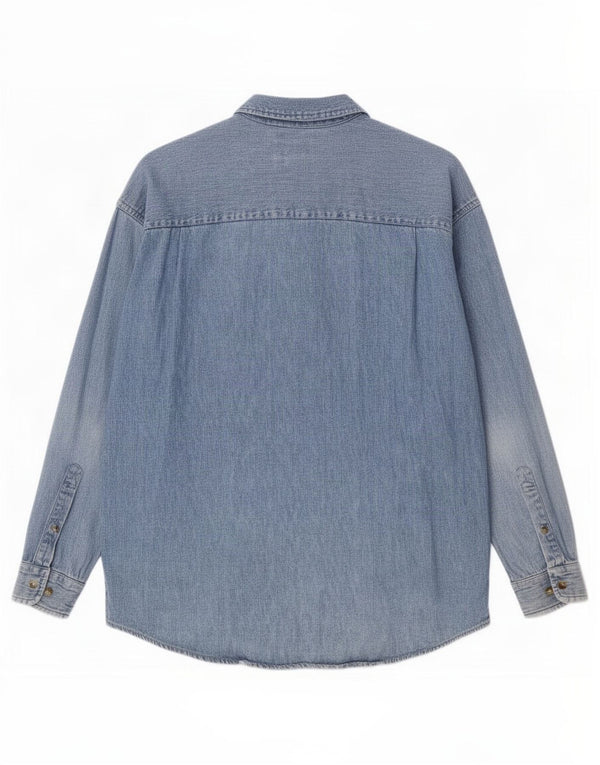 Camicia di jeans da uomo Eddie Bauer di grandi dimensioni in cotone blu