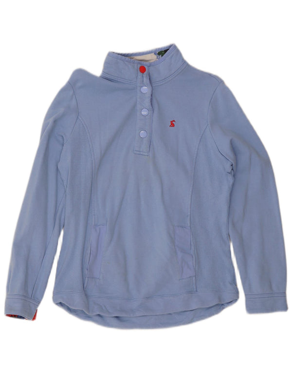 Felpa da donna Joules con collo abbottonato, maglione UK 12, cotone blu medio