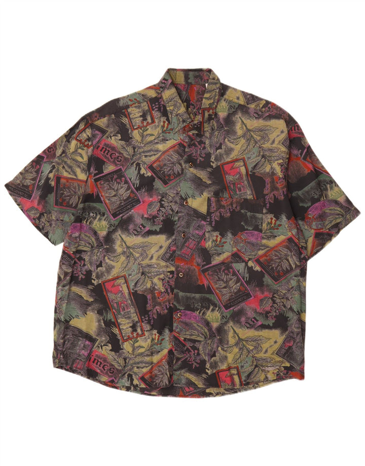 Camicia da uomo a maniche corte VINTAGE XL in viscosa floreale multicolore