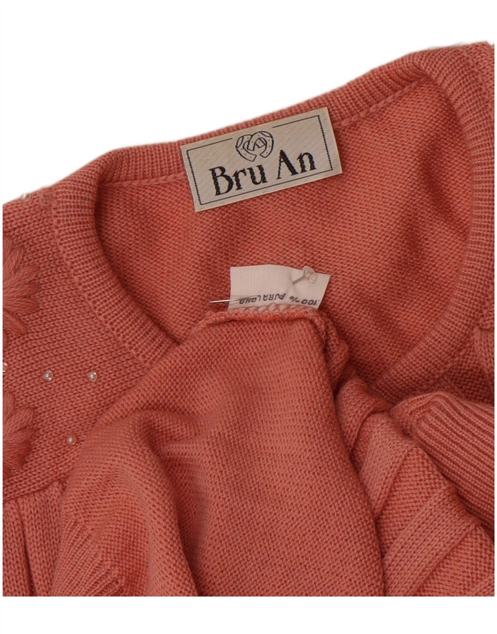 Maglione cardigan da donna vintage UK 16 grande lana rosa
