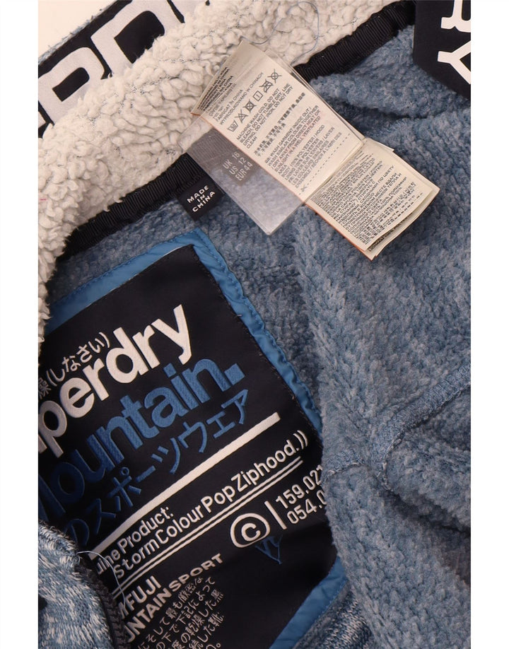 SUPERDRY Womens Zip Hoodie Sweater UK 16 Large  Blue Flecked Polyester