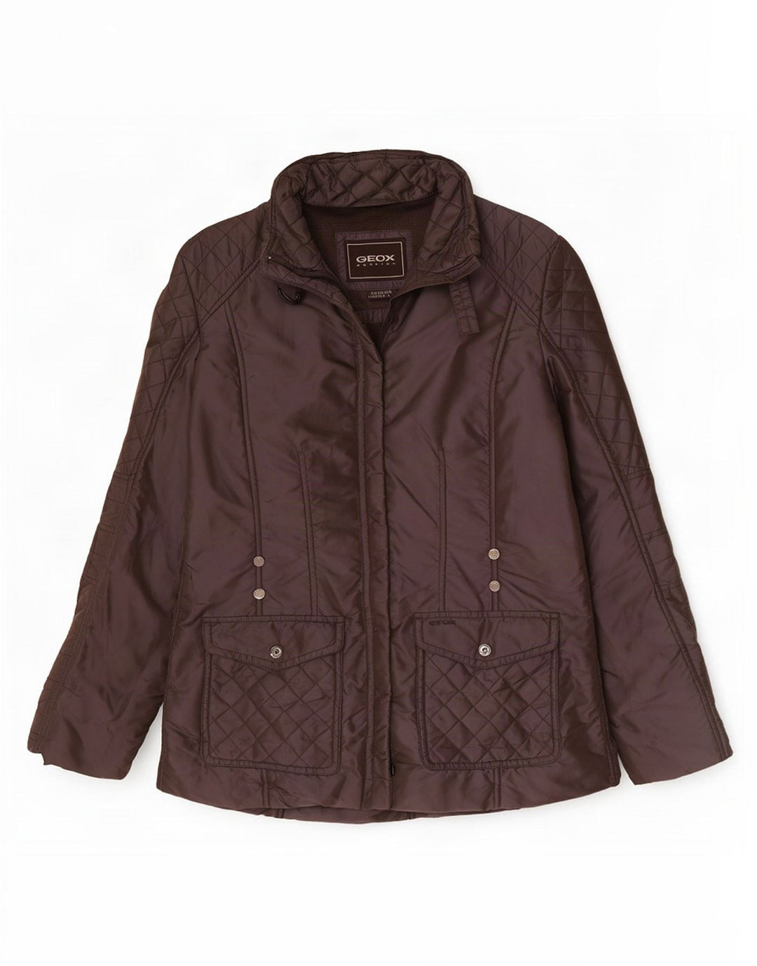 Geox Donna Respira Giacca Trapuntata Oversize UK 10 Small Marrone Poliammide