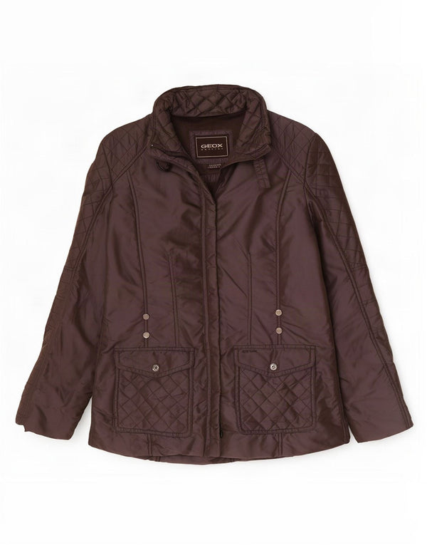 Geox Donna Respira Giacca Trapuntata Oversize UK 10 Small Marrone Poliammide