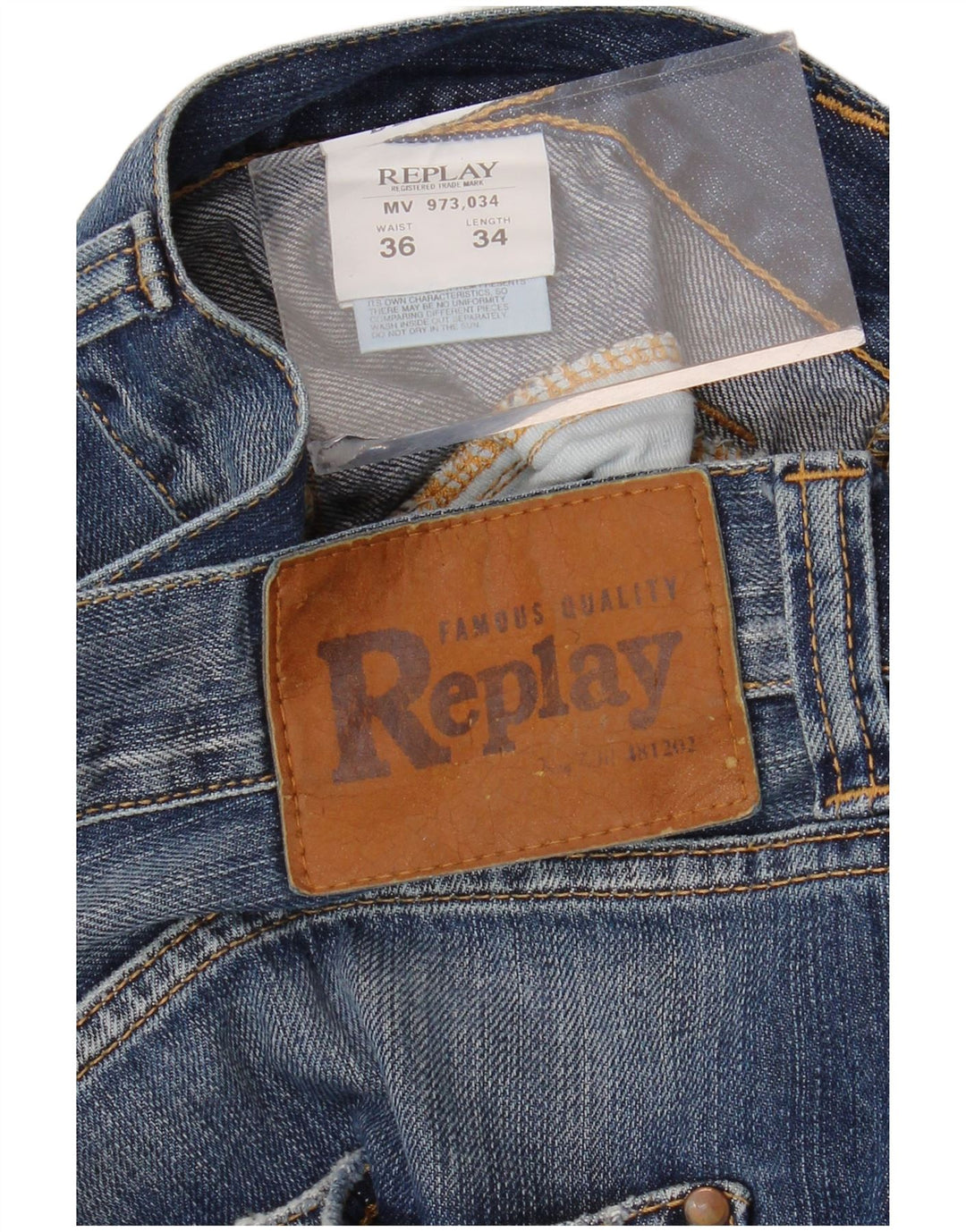 REPLAY Jeans dritti da uomo W36 L34 cotone blu