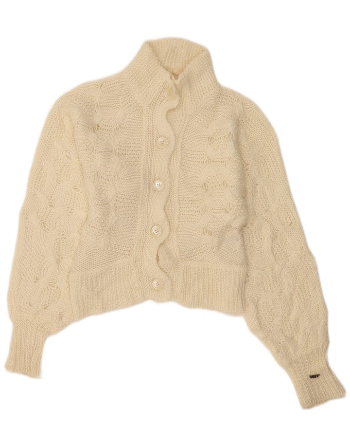 Maglione cardigan da donna MET UK 12 Mohair beige medio
