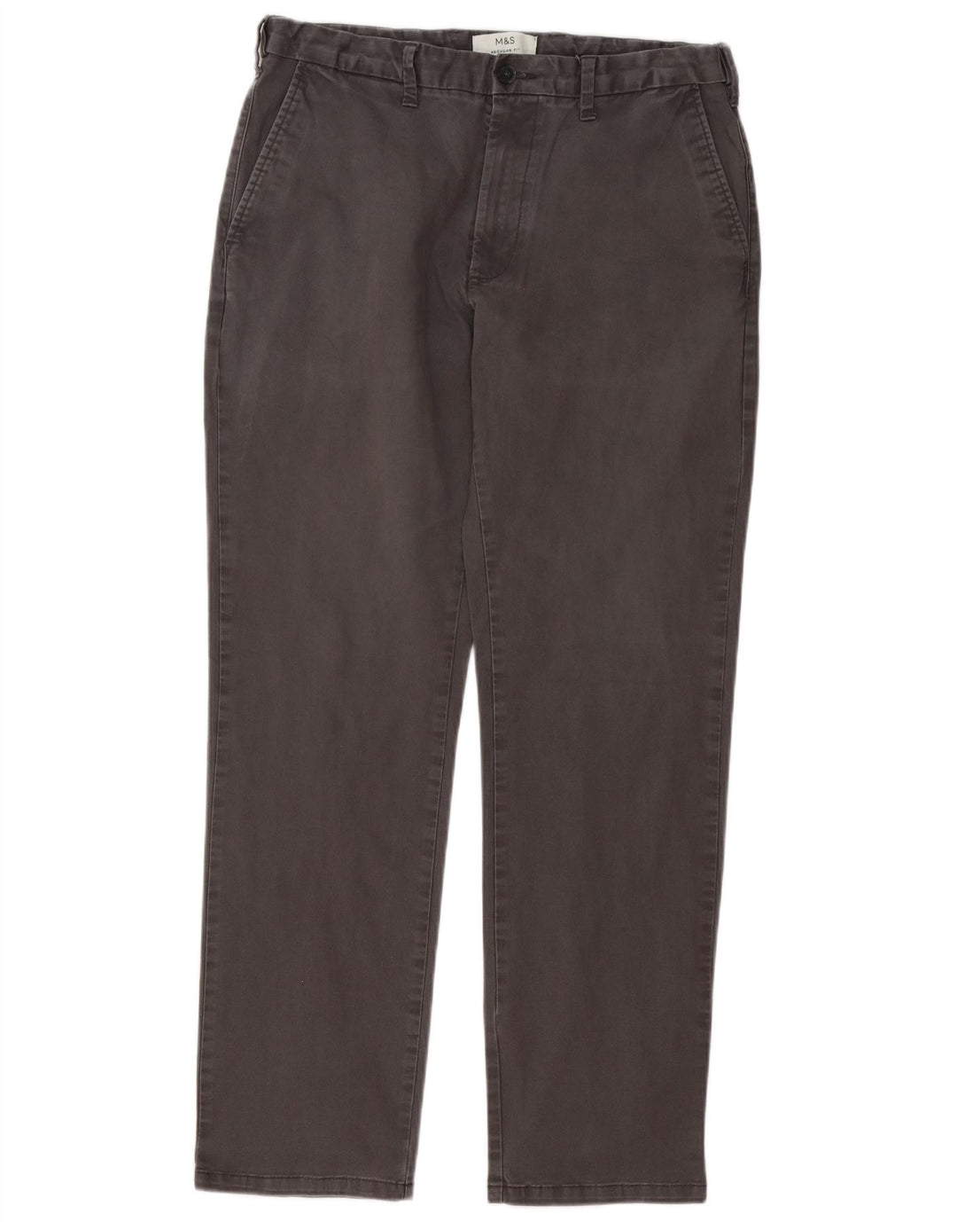 Pantaloni chino vestibilità regolare da uomo Marks & Spencer W34 L30 cotone grigio