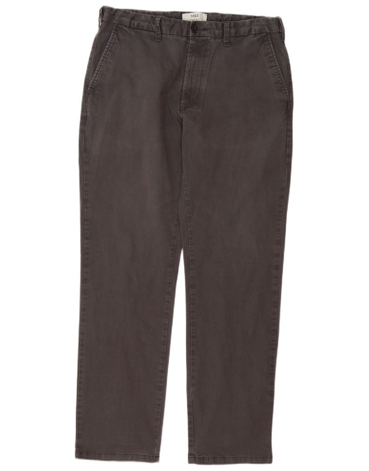 Pantaloni chino vestibilità regolare da uomo Marks & Spencer W34 L30 cotone grigio