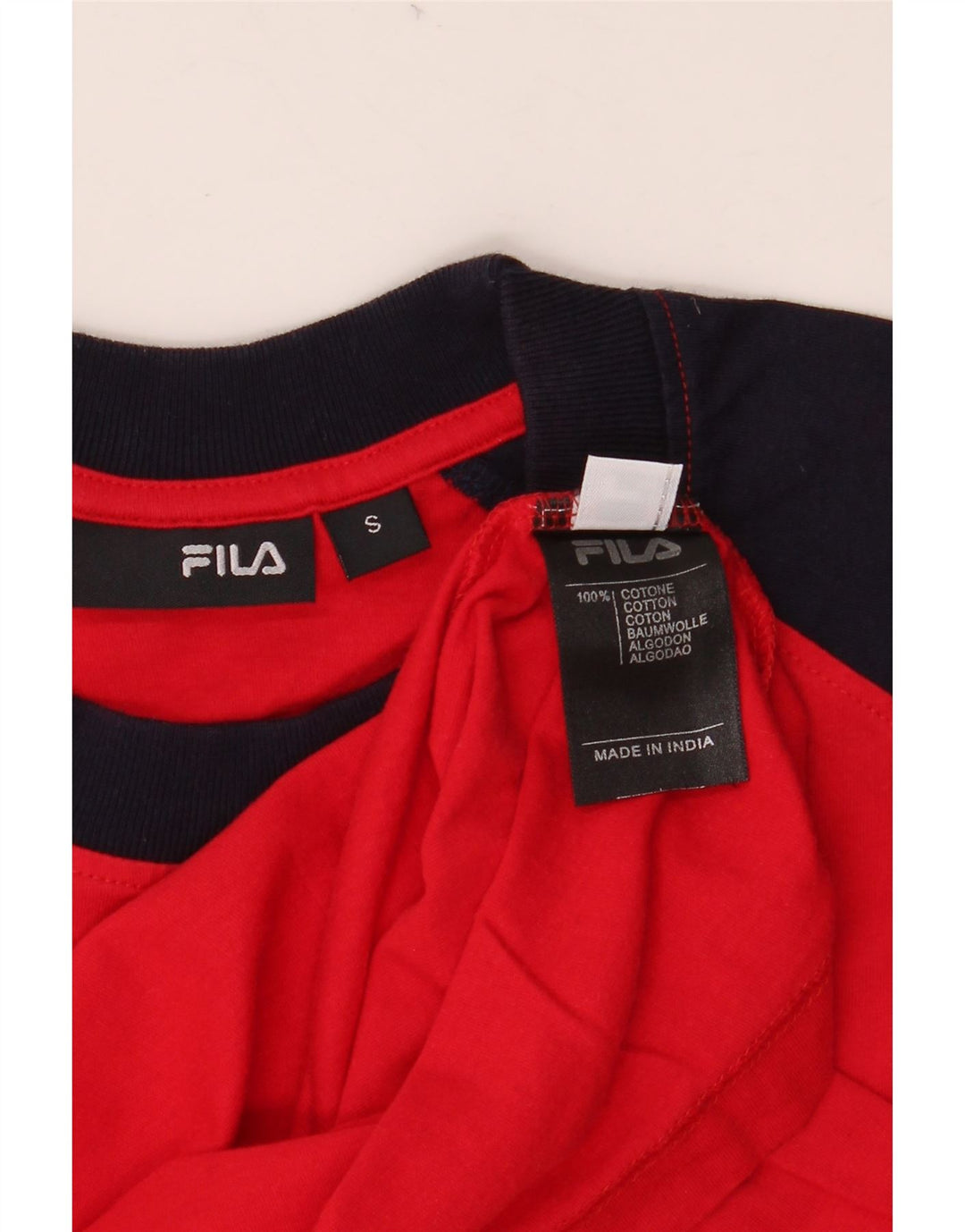 Maglia da uomo FILA a maniche lunghe piccola rossa in cotone color block