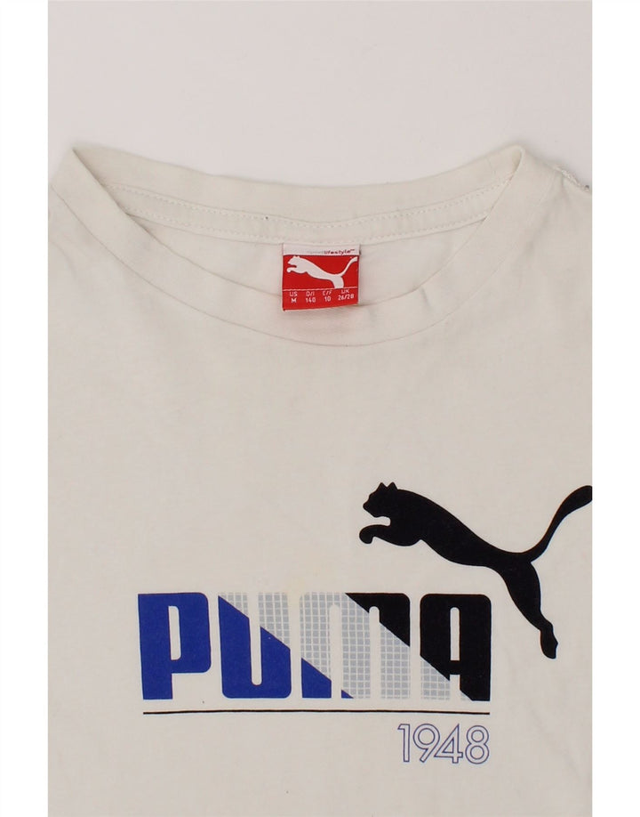 PUMA Boys Graphic T-Shirt Top 9-10 Years White Cotton Vintage Puma and Second-Hand Puma from Messina Hembry 