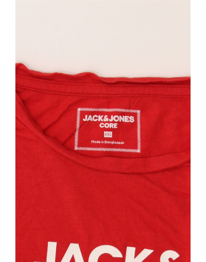 JACK & JONES Mens Graphic T-Shirt Top 2XL Red Cotton Vintage Jack & Jones and Second-Hand Jack & Jones from Messina Hembry 