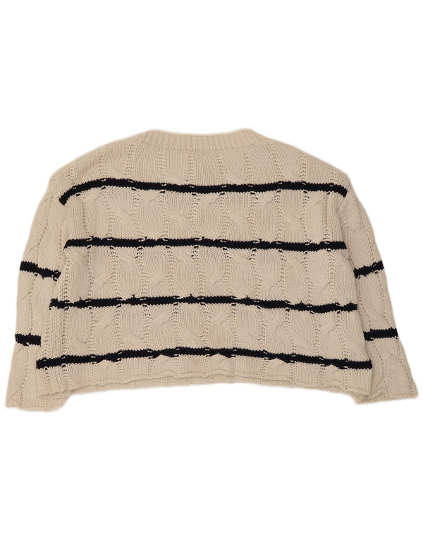 Maglione corto con scollo a barca da donna Zara UK 10 piccolo a righe bianche