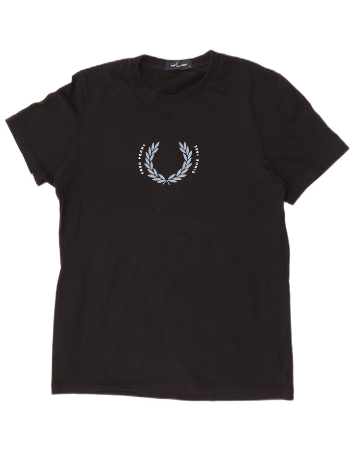 T-shirt grafica da uomo Fred Perry Top piccola in cotone nero