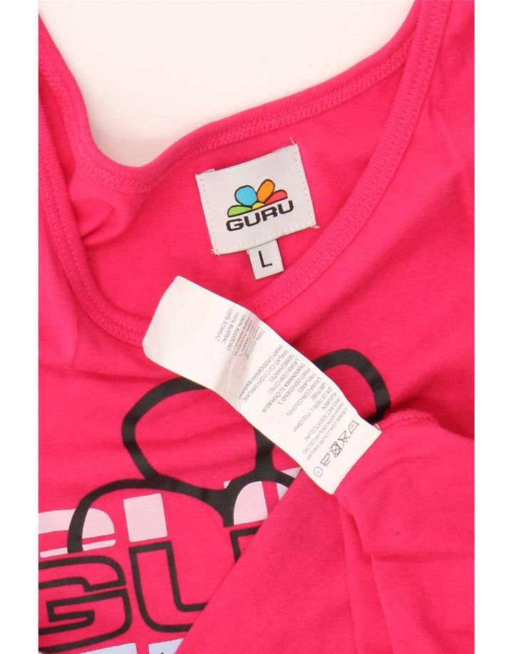 Canotta grafica da donna Guru UK 14 grande cotone rosa