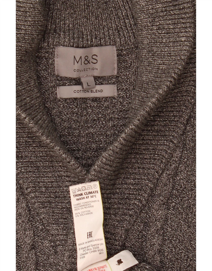 Maglione cardigan da uomo Marks & Spencer grande cotone grigio