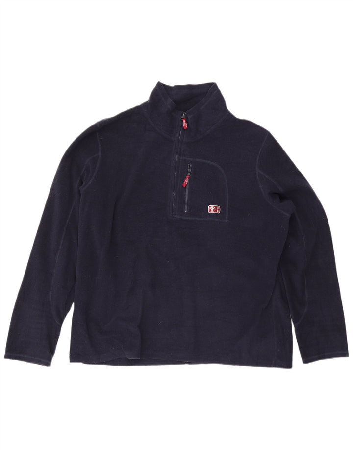 Maglione in pile da uomo con collo e zip Fat Face 2XL poliestere blu navy