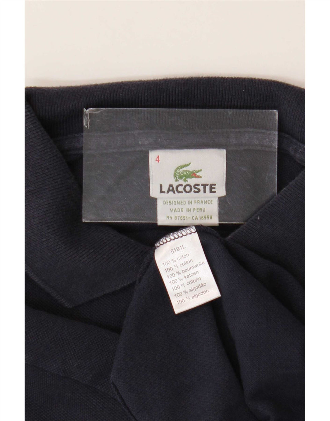 Polo da uomo Lacoste taglia 4 media in cotone blu navy