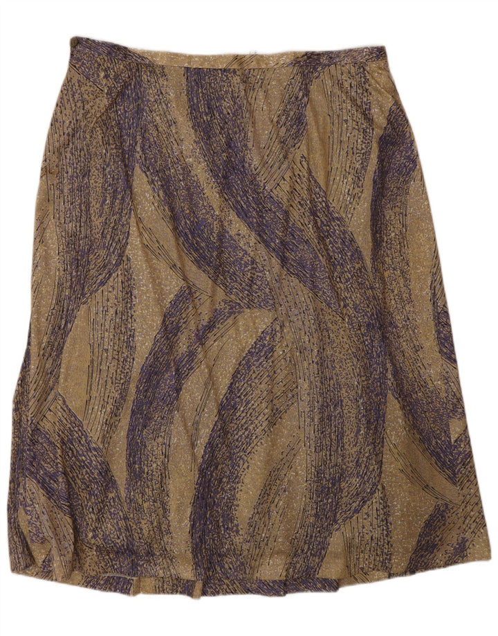 Gonna a trapezio con motivo astratto da donna vintage W34 grande poliestere beige