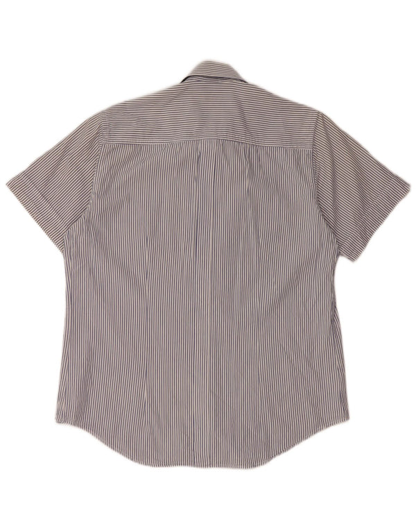 SERGIO TACCHINI Camicia Uomo Manica Corta Cotone Gessato Medio Blu Navy