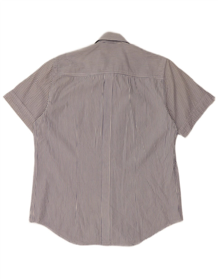 SERGIO TACCHINI Camicia Uomo Manica Corta Cotone Gessato Medio Blu Navy