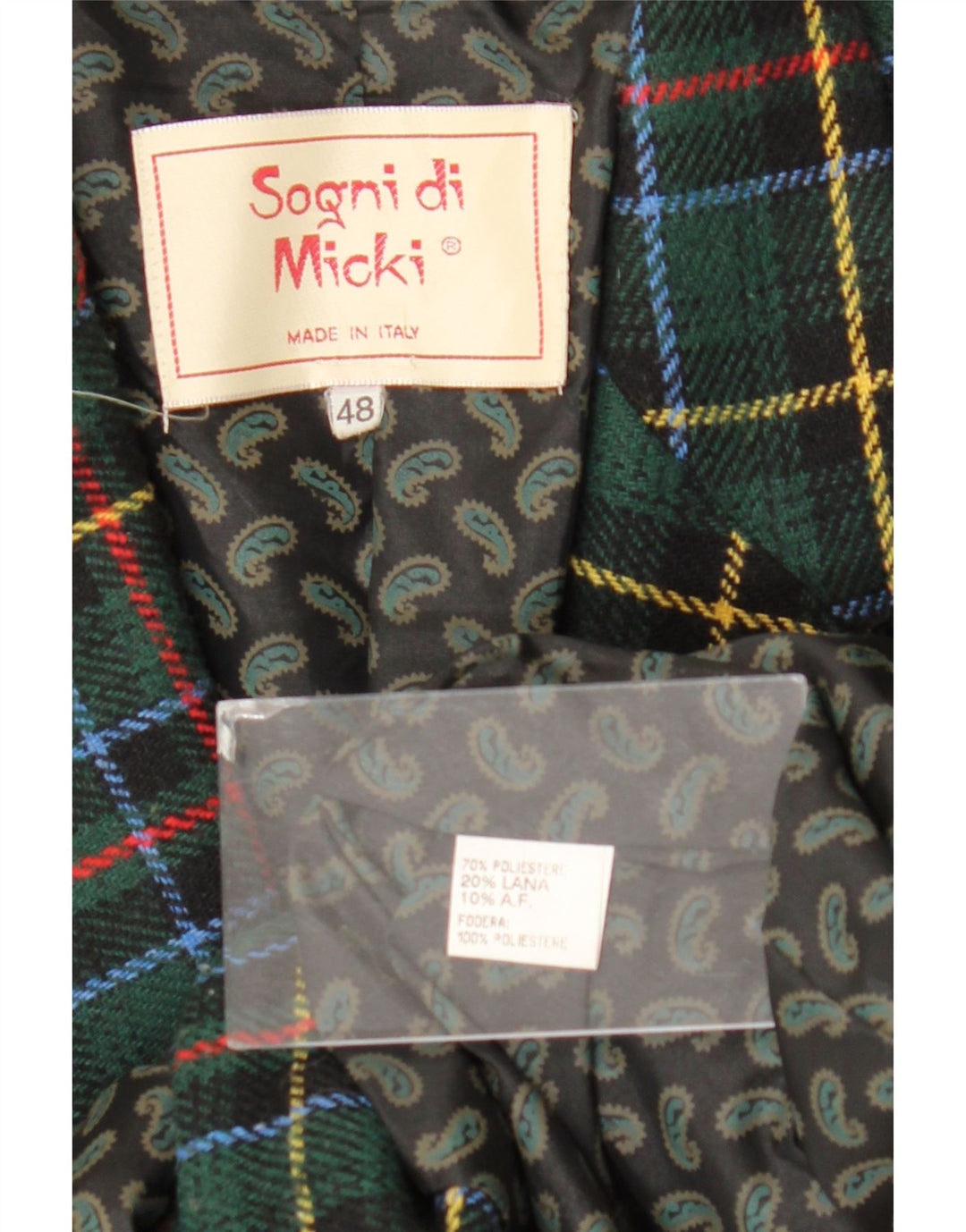 Giacca blazer vintage da donna a 3 bottoni IT 48 XL poliestere a quadri verde