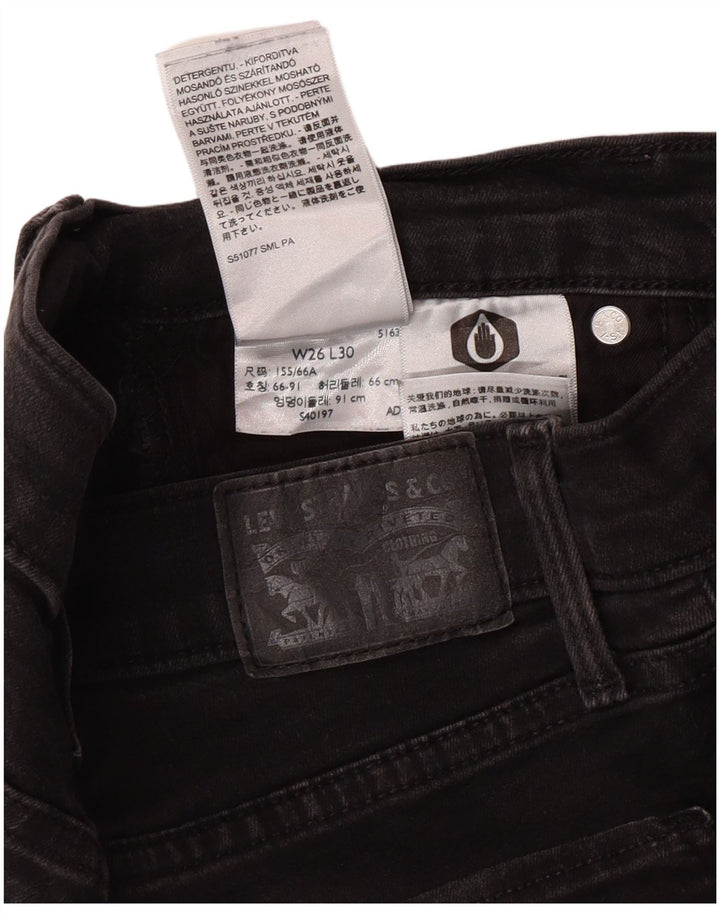 LEVI'S Jeans slim modellanti da donna 312 W26 L30 cotone nero