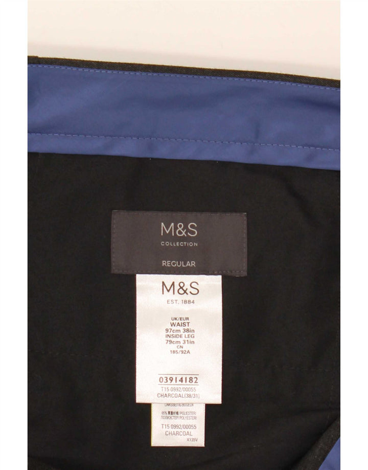 Pantaloni da abito vestibilità regolare da uomo Marks & Spencer W38 L31 poliestere grigio