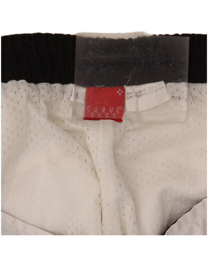 Pantaloncini sportivi da uomo VINTAGE grandi in poliestere bianco