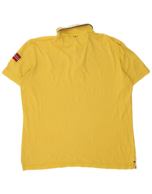 Polo da uomo con grafica geografica Napapijri 3XL in cotone giallo