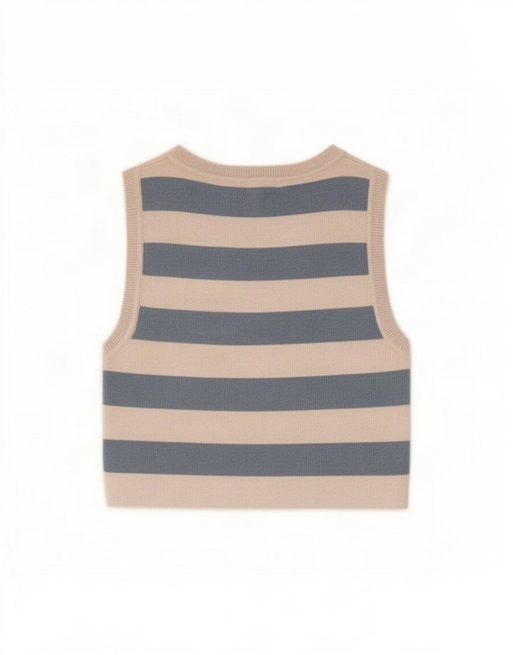 Canotta corta da donna Zara UK 12 a righe beige medio