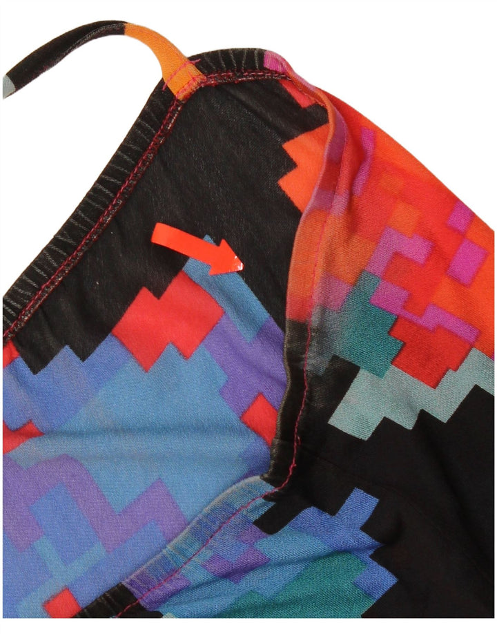 Prendisole vintage da donna UK 14 grande motivo geometrico multicolore