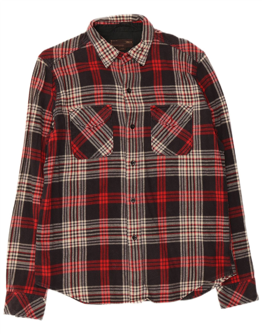 Camicia in flanella da uomo slim fit a quadri Marlboro Classics, motivo a quadri neri grandi