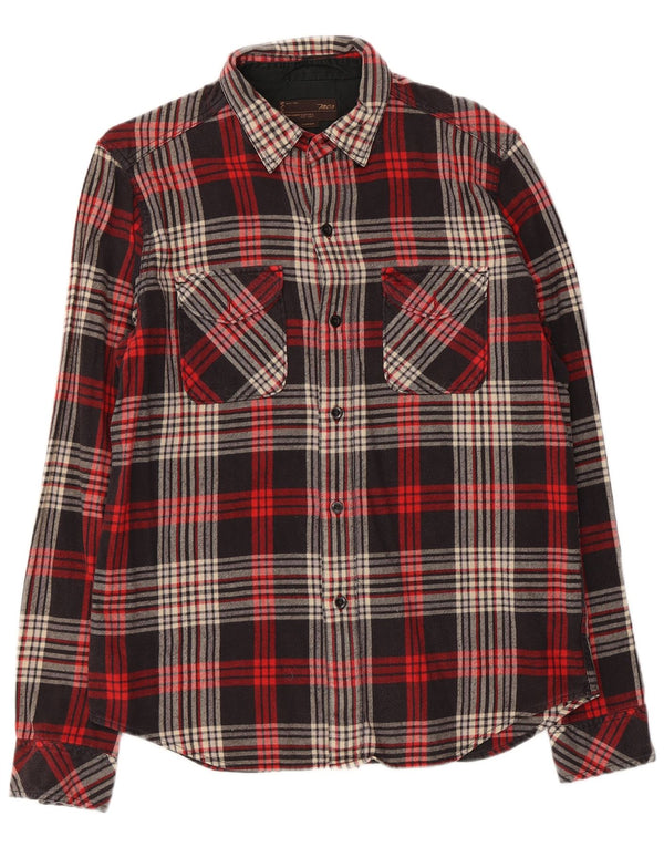 Camicia in flanella da uomo slim fit a quadri Marlboro Classics, motivo a quadri neri grandi