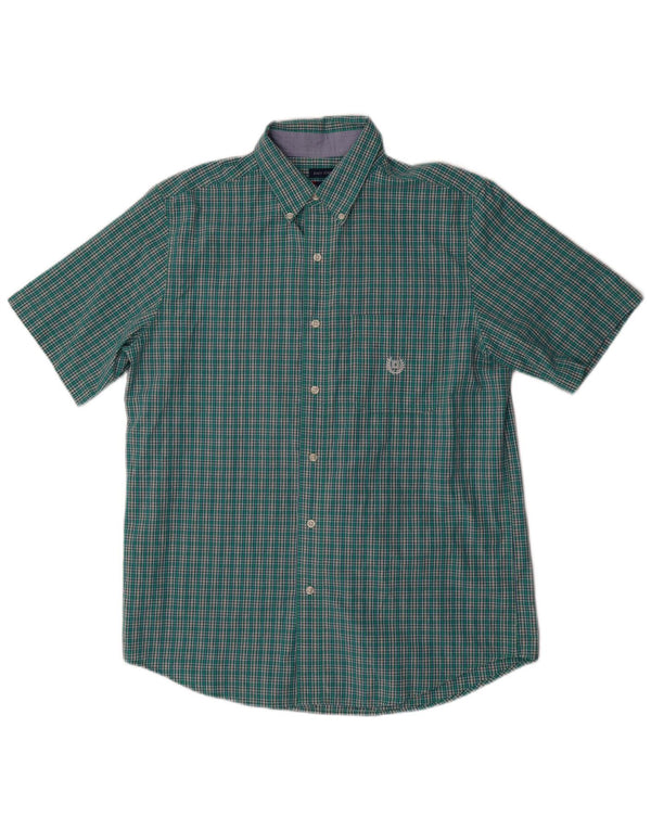 Camicia a maniche corte da uomo Chaps in cotone a quadretti verde medio