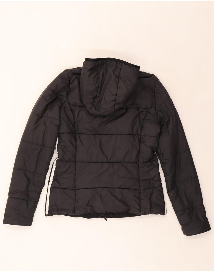 ADIDAS Womens Hooded Padded Jacket UK 10 Small Black Polyester
